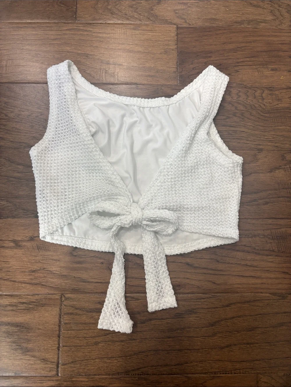 White Textured Cropped Tank Top - Classic Women's Summer Top